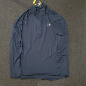 新品　カリマー　Karrimor　ロング スリーブ　1/4 Zip 長袖　ランニング　紺 長袖Tシャツ Running　高伸縮裏地 ハーフジップ　ネイビー　M