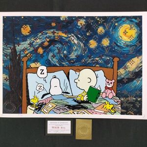 世界限定100枚 DEATH NYC アートポスター SNP26 SNOOPY スヌーピー PEANUTS ピーナッツ チャーリーブラウン ゴッホ 星月夜