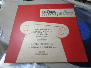 アドルフ・ブッシュ＆ルドルフ・ゼルキン,ADOLF BUSCH AND RUDOLF SERKIN/BEETHOVEN:KREUTZER SONATA(USA/COLUMBIA:ML 4007 DG FLAT NM LP