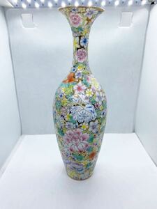 花瓶 景徳鎮 中国 花瓶 一輪挿し 粉彩 陶器 花器 フラワーベース 金彩 花