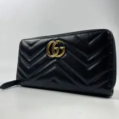 大人気✨ GUCCI 長財布 ラウンドファスナー マーモント ブラック 黒 GG