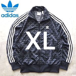 新品★adidas アディダス ファイヤーバード クラシック モノトラックトップ ジャージ 総柄 モノグラム ブラック XL ジャパン正規品