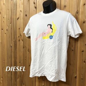 DIESEL /ディーゼル /メンズS 半袖Tシャツ プリントTシャツ トップス 白Tシャツ カットオフデザイン カジュアル 古着