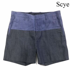 Scye サイ 羊革 スエード レザー切替♪ デニム ショート パンツ Sz.38　レディース 日本製　D3B00469_6#R