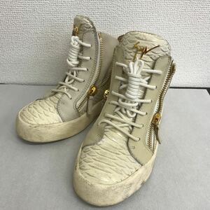 【WA47】3000円スタート★GIUSEPPE ZANOTTI/ジュゼッペザノッティ サイドジップ レザースニーカー 36