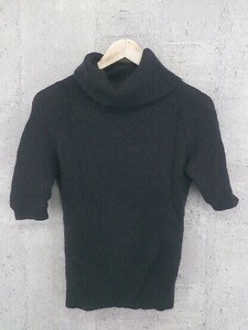 ◇ NATURAL BEAUTY ナチュラルビューティー モヘヤ混 半袖 タートルネック セーター M ブラック *