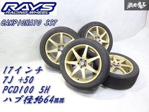 キャップ付！即納●RAYS レイズ CAMPIONATO SS7 17インチ 7J +50 PCD100 5H 5穴 ホイール4本 レガシィ インプレッサ フォレスター BRZ 86