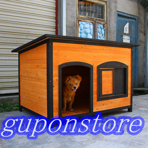 新入荷☆高品質 犬小屋 ドッグハウス 室外 屋外 中型犬 大型犬 木製 ペット 犬 ログハウス 庭 屋根付き ロッジ犬舎 110*80*81cm