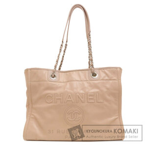 CHANEL シャネル ドーヴィルMM トートバッグ カーフ レディース 中古