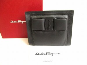 【未使用保管品】 サルバトーレ フェラガモ Salvatore Ferragamo ヴァラ ソフトレザー 2つ折り 財布 コンパクトウォレット