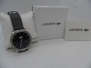 キングラム[41]稼働 LACOSTE ラコステ 2010991 円形ウォッチ 2024年電池交換済 クォーツ レザー/ブラック文字盤 腕時計 ユニセックス 6681