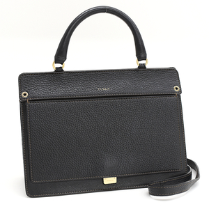 1円 ◆美品 フルラ ライク 2way ハンドバッグ ショルダー 981777 レザー ブラック FURLA LIKE M TOP HANDLE ◆E.Bgs.Gt-18☆