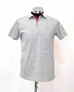 CALLAWAY（キャロウェイ） ボーダー ポロシャツ POLO SHIRT S/S 半袖 GOLF ゴルフ MADE IN JAPAN L BLACK