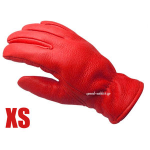 CHURCHILL GLOVE RED XS/チャーチルグローブ赤レッド裏地なし鹿革ディアスキン本革春用夏用春夏用秋用定番usa製バイク用手袋レザーグローブ