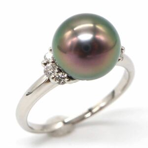 ◆Pt900 天然ダイヤモンド/アコヤ本真珠リング◆S 約4.2g 約13号 パール pearl diamond jewelry ring 指輪 ジュエリー EA7/EA8