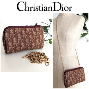 良品 Dior ビンテージ 2way チェーン ミニショルダーバッグ クラッチバッグ スマホ ポーチ サコッシュ 財布 ポシェット レディース メンズ