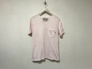 本物フリーシティーFREECITYコットンVネックポケット半袖Tシャツメンズアメカジサーフミリタリービジネススーツピンク日本製2M