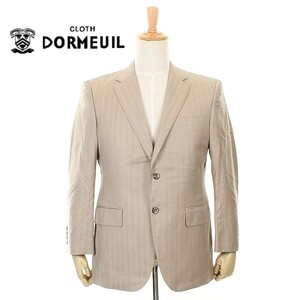 A4577/極美品 春夏 背抜き DORMEUIL ドーメル 生地 ウール シルク ストライプ テーラード シングル2Bジャケット M 44程 茶/メンズ スーツ用