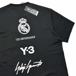 L 新品 Y-3 レアルマドリード 120周年記念 限定 Y3 コラボ ロゴ Tシャツ ブラック Real Madrid ワイスリー TEE adidas 黒 レアル サッカー