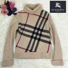 BURBERRY　LONDON　バーバリーロンドン　ニット　セーター　タートルネック　ノバチェック　アンゴラ混　サイズ表記2（Mサイズ相当　小さめ）　三陽商会