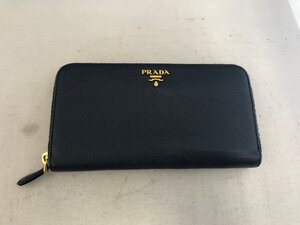 【PRADA】プラダ　ラウンドジップ長財布　ネイビー　レザー　SY02-GE0