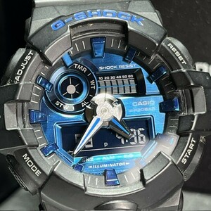 美品 CASIO G-SHOCK カシオ ジーショック GA-710-1A2JF 腕時計 クォーツ アナログ デジタル ブルー ブラック ガリッシュ メンズ 3Dフェイス