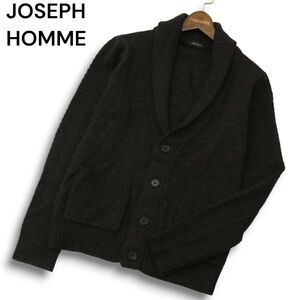 JOSEPH HOMME ジョセフ オム 秋冬 ウール100％★ 切替 ショールカラー ニット カーディガン Sz.46　メンズ 黒　A4T10086_9#K