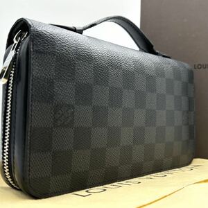 極美品箱付 ルイヴィトン LOUIS VUITTON ジッピーXL 長財布 トラベルケース セカンドバッグ ダミエグラフィット レザー メンズ ビジネス 黒