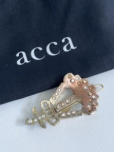 【送料込】acca　アッカ ピン　全体幅5　飾り幅4　縦2.5 ゴールド×薄オレンジ ファッション小物 　ヘアアクセサリー　おしゃれ 6440708