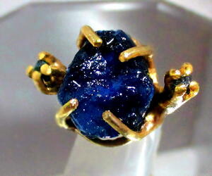 18KgF43CtNaturalBlueSapphire&BlueDiamondRing