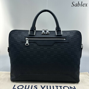 1円【新品未使用/RFID】LOUIS VUITTON ダミエ アンフィニティ ポルトドキュマン ブラック ビジネスバッグ ハンドバッグ N41019 PDV メンズ