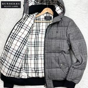 【未使用級Lサイズ!!!】BURBERRY BLACK LABEL バーバリーブラックレーベル 2way ダウンジャケット チェック柄 ノバチェック ホースロゴ