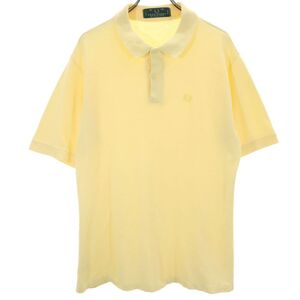 フレッドペリー 90s イギリス製 オールド 半袖 ポロシャツ 44 イエロー系 FRED PERRY 鹿の子 メンズ