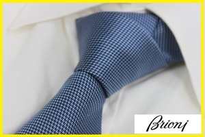 【送料無料】新品ブリオーニ（Brioni） 100％シルクマイクロデザイン柄ネクタイ タイ（ 水色：スカイブルー）NO.202