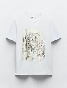 ZARA ザラ　Tシャツ　フォイルディテール　Lサイズ　美品