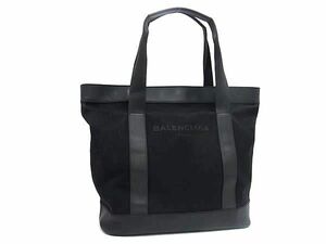 1円 BALENCIAGA バレンシアガ 374767 ネイビートート キャンバス×PVC トートバッグ ショルダーバッグ 肩掛けかばん ブラック系 FC7266