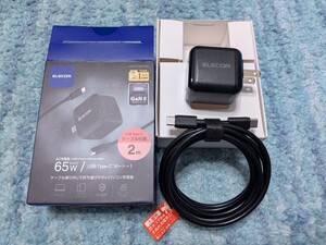 ◎0701u0843　エレコム 充電器 ノートPC パソコン 65W PD対応 小型 Type-C 1ポート PPS対応 GaN II採用 PSE認証 ブラック ACDC-PD8765BK