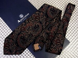 ♪35269C♪良品【刺繍 ペイズリー 花 植物 柄】アクアスキュータム【Aquascutum】ネクタイ