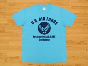 アウトレット処分 U.S. AIR FORCE アクアブルー 4.0oz 半袖Tシャツ 紺 M ミリタリー エアフォース