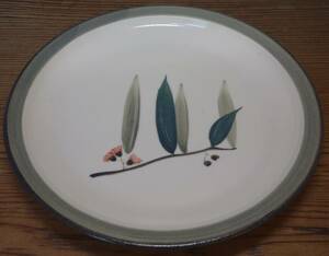 平成期　オーストラリア（Australia）　高級料理用　手描き　植物図　西洋大皿　オセアニア焼　陶磁器研究