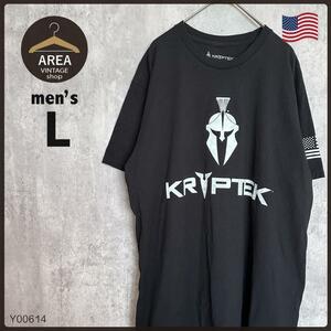 KRYPTEKブラックプリントTシャツ半袖メンズUS古着Lアメリカヴィンテージ