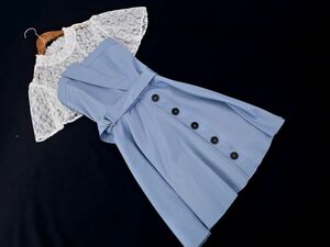 CECIL McBEE セシルマクビー レース Aライン ドッキング ワンピース sizeM/白ｘ水色 ■◆ ☆ efb0 レディース