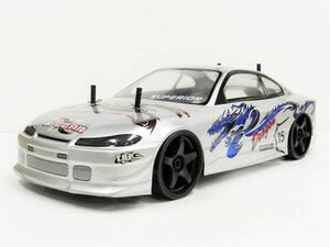 ☆ターボ機能付き☆ 2.4GHz 1/10 ドリフトラジコンカー ニッサン Ｓ15 シルビア タイプ 銀/青【塗装済み完成品・フルセット】