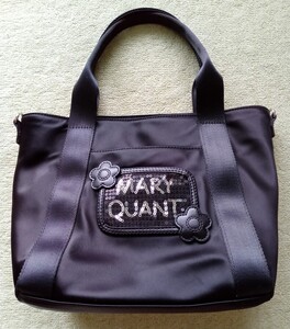 【値下げ】【送料無料】MARY QUANT マリークワント　ハンドバッグ　黒　ショルダーベルト付