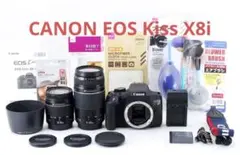 ☆フード付き☆キャノン canon kiss x8i標準&望遠ダブルレンズセット