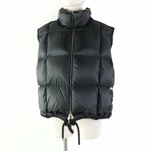 美品☆MONCLER モンクレール 2022年製 KART ロゴワッペン付 ZIP UP ダウンベスト ブラック 1 国内正規品 レディース