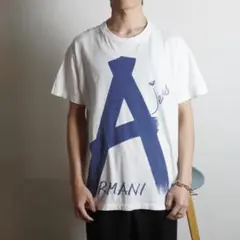 ARMANI JEANS ビッグロゴプリント半袖Tシャツ ホワイト/QW99