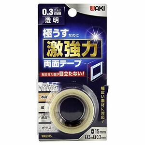 和気産業 極うす激強力両面テープ 透明 厚み0.3×幅15mm×長さ2m ガラス プレート 木工工作 WKG315