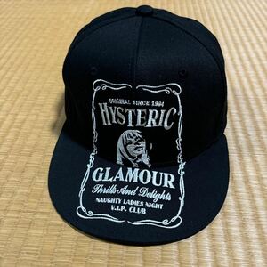 4回着用 ヒステリックグラマー ガール ロゴ 刺繍 キャップ 黒 レア 帽子 HYSTERIC GLAMOUR