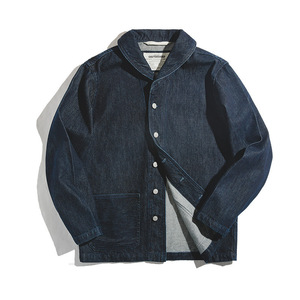 春秋 13.5OZ デニムジャケット DENIM 100%コットン DECK JACKET 無地 デニムデッキジャケット ウォッシュ加工 M